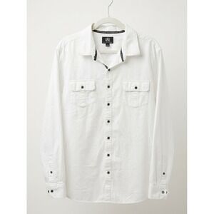 Rock & Republic Mens XXL White Textured Long Sleeve Button Down Shirt Pockets